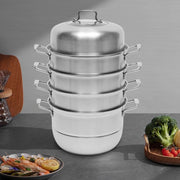 5 Tier Stainless Steel Steamer Cookware Steam Pot Food Cooker Pot +Lid  for Induction and Gas Cooker Kitcken