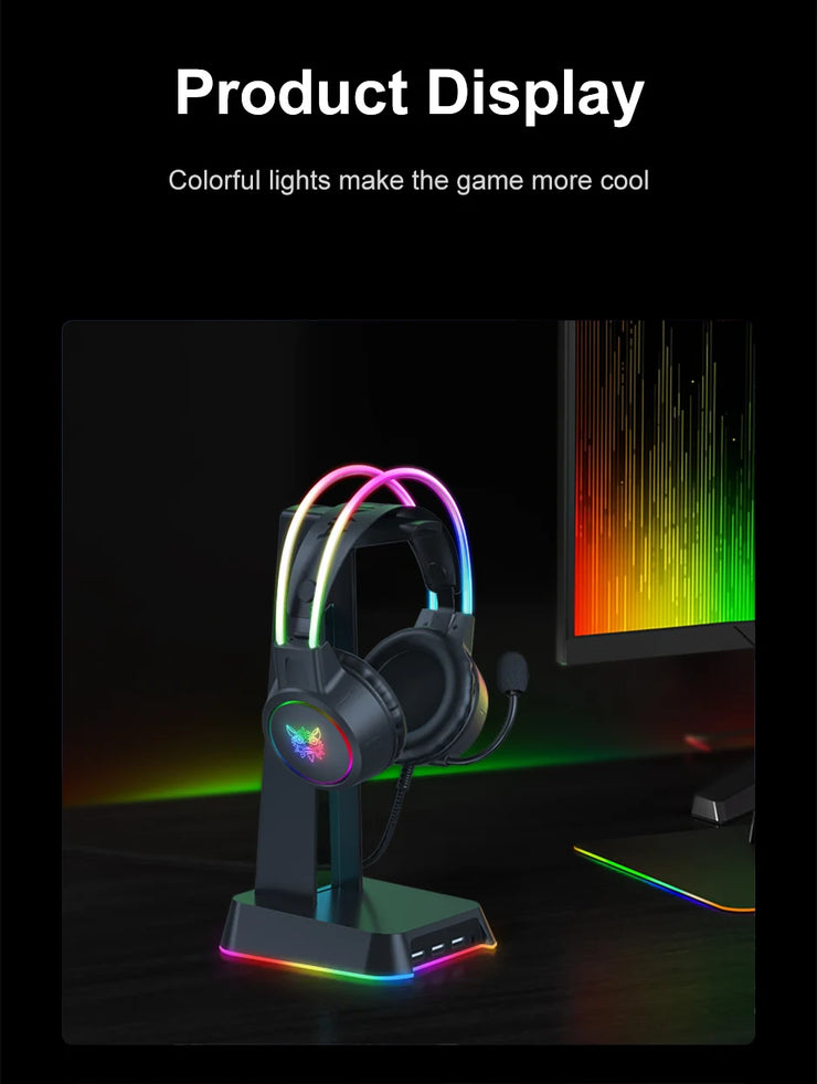 ONIKUMA X15 Pro Wired Headphones with RGB Head Beam Flexible Mic Button Control Gaming Headset Gamer for Compute PC