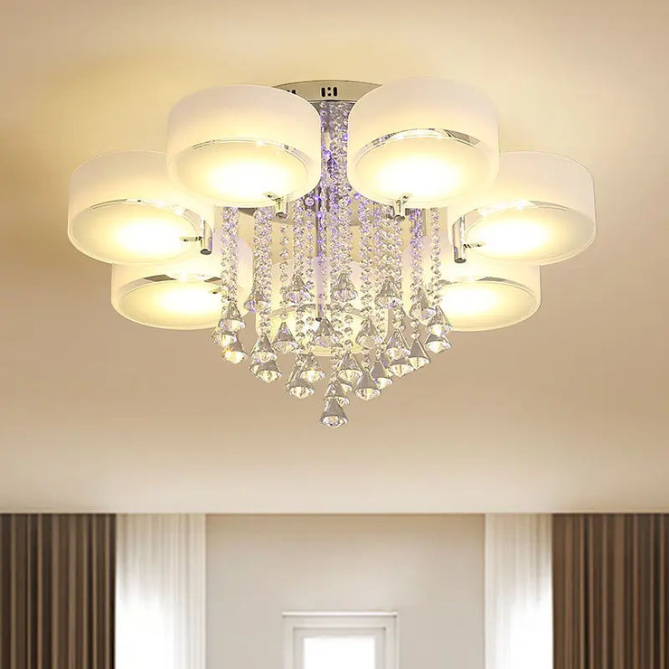 Multi-head crystal ceiling lamp modern living room luxury bedroom study chandelier LED smart restaurant interior decoration ligh