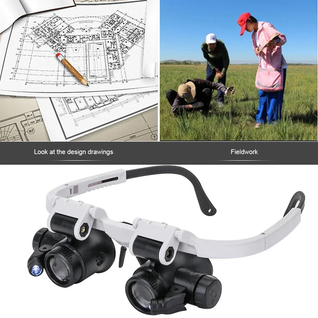 Magnifying Glasses 8X 15X 23X Magnifier LED Headband Glass Eye Magnifier Repair Tool Watchmaking Tools Coin Stamp Jewelry Loupe