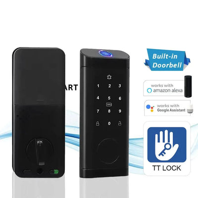 Smart Deadbolt Locks for Smart Home Alexa WiFi TTlock App Biometric Fingerprint keyless Entry Keypad door lock with Gateway