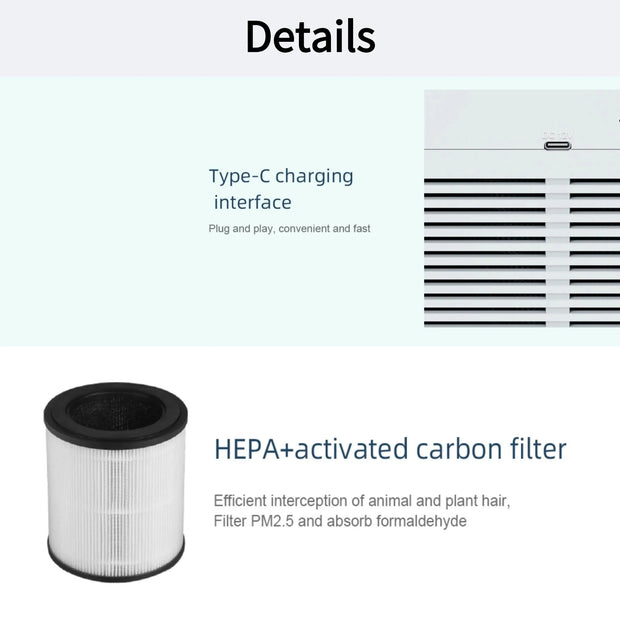 Air Purifier Smoke Odor Negative Ion Generator with Aromatherapy Air Cleaner for Household HEPA Filter Efficient Purifying Air