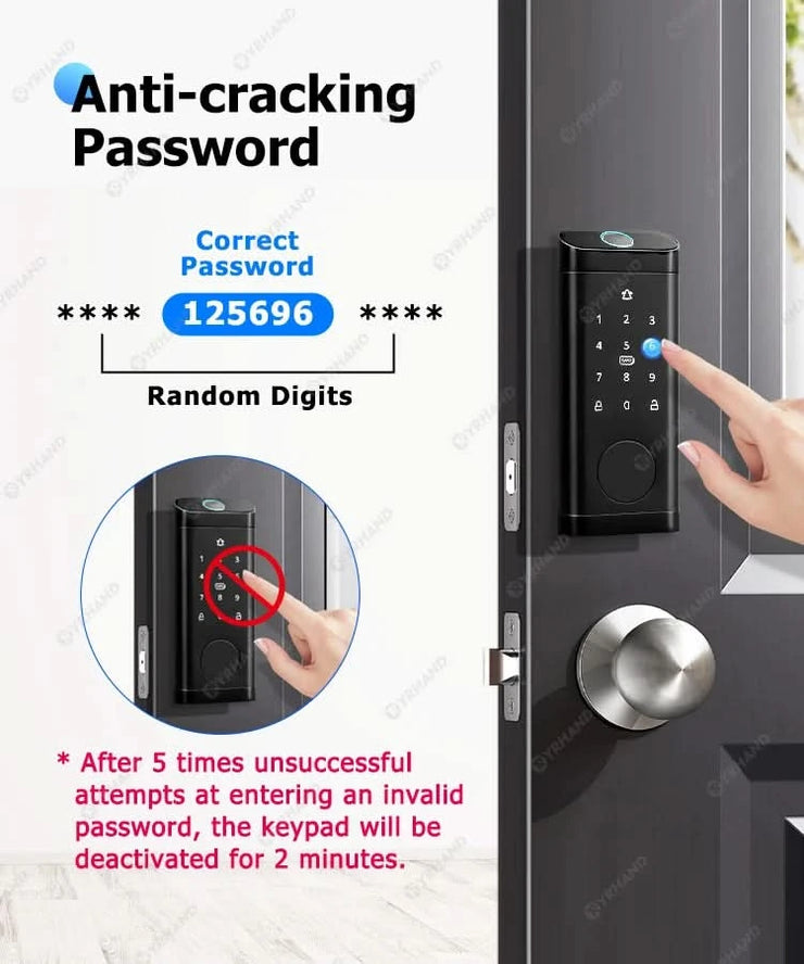 Smart Deadbolt Locks for Smart Home Alexa WiFi TTlock App Biometric Fingerprint keyless Entry Keypad door lock with Gateway
