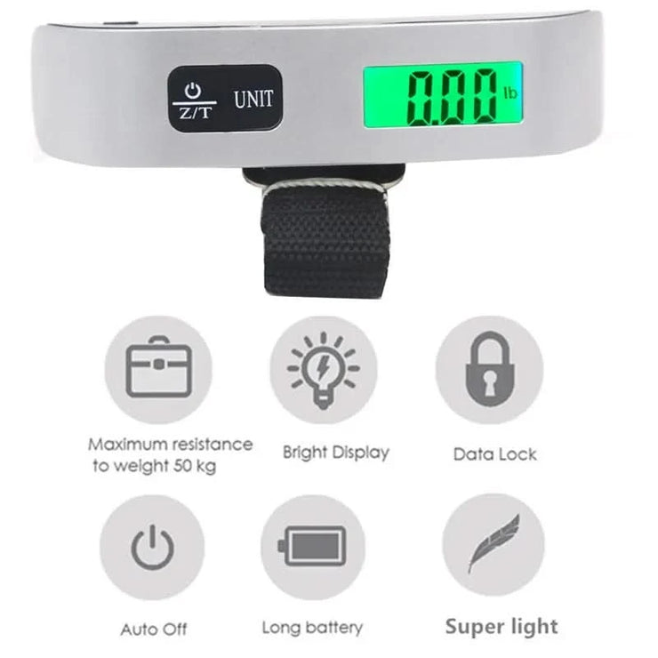 50kg Portable Hanging Scale Electronic Hand Luggage Scale Digital Display Suitcase 110lb Travel Baggage Bag Weighing Tools