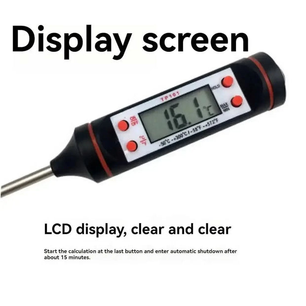 مقياس حرارة رقمي للطعام، مسبار إلكتروني بشاشة LCD للمطبخ والخبز والطهي والشواء، ومقياس درجة حرارة السوائل