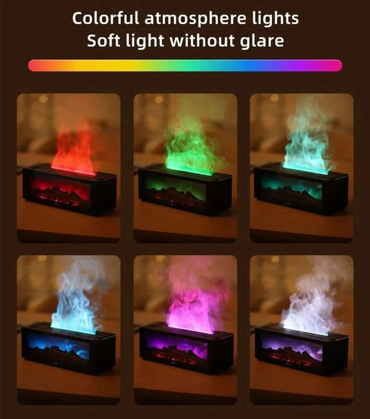 Air Humidifier Essential Oils Aroma Diffuser Creative Flame Humidifier Home Ultrasonic Cool Mist Realistic Fireplace Night Light