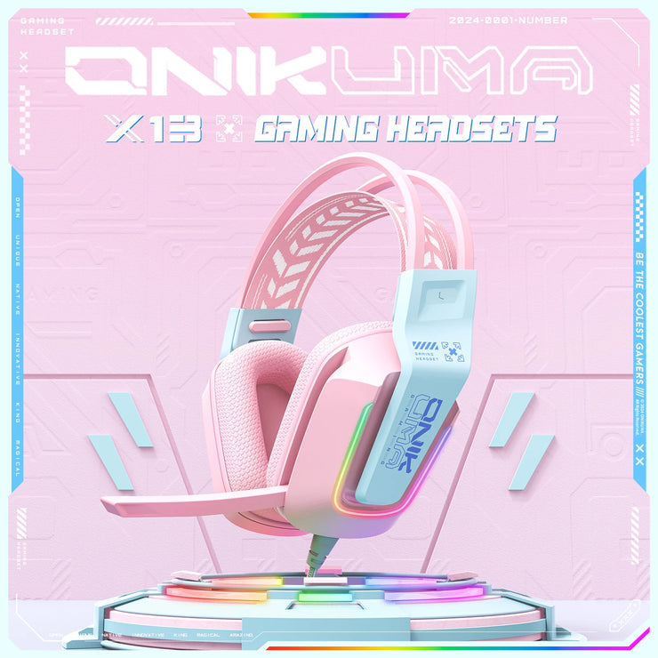 ONIKUMA X13 Gaming Headset Immersive audio with noise-cancelling microphone, RGB lights and soft memory ear cups