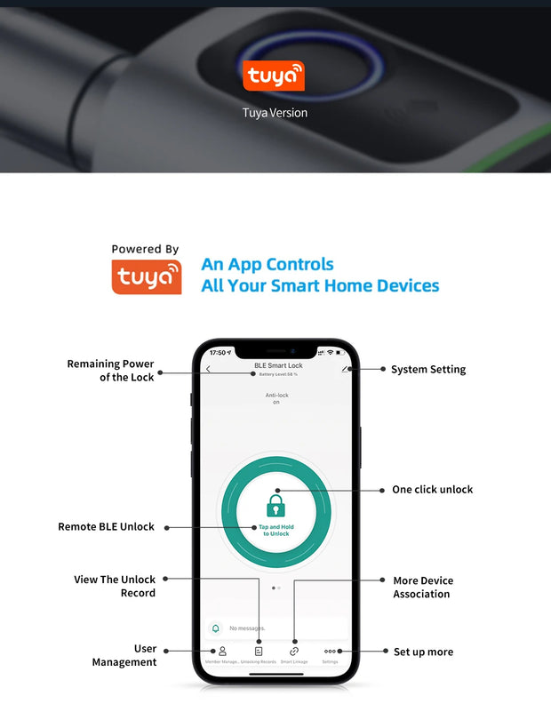 RAYKUBE S1 Tuya BLE TT Lock Smart Electronic Door Lock with DIY Cylinder Core Fingerprint APP Keys IC Card Unlock for Home Hotel