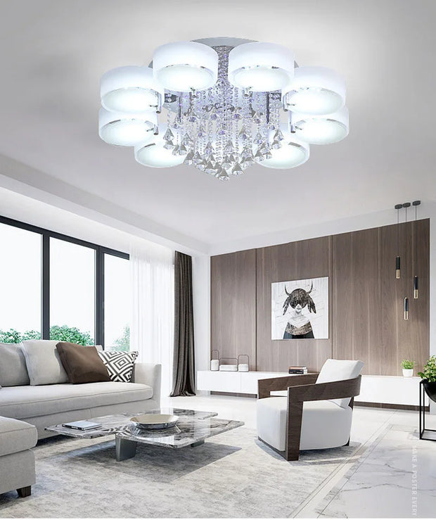 Multi-head crystal ceiling lamp modern living room luxury bedroom study chandelier LED smart restaurant interior decoration ligh