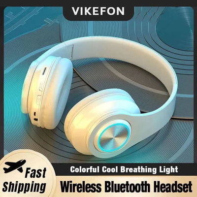 Head-Mounted Gaming Headphones Blutooth Surround Sound Stereo Wireless Earphone with Micro Phone Colourful PC Laptop Headset