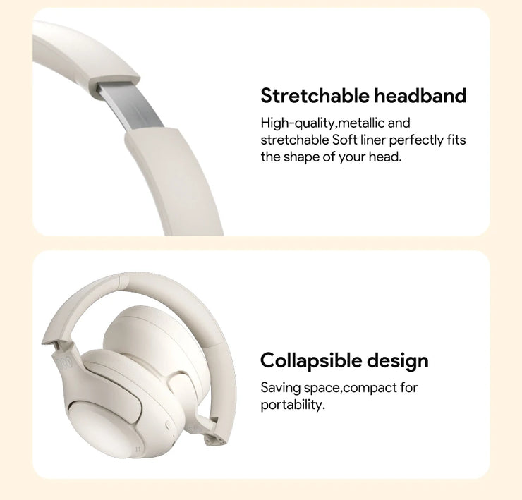 QCY H3 ANC Wireless Headphones Bluetooth 5.4 Hi-Res Audio Over Ear Headset 43dB Hybrid Active Noise Cancellation Earphones 60H