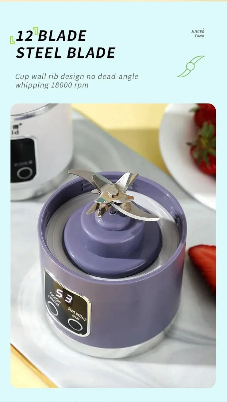 450ml Fruit Juicer 8 Blades 3 Gears USB Rechargeable Portable Blender Ice Crusher for Shakes and Smoothies Juicer Cup