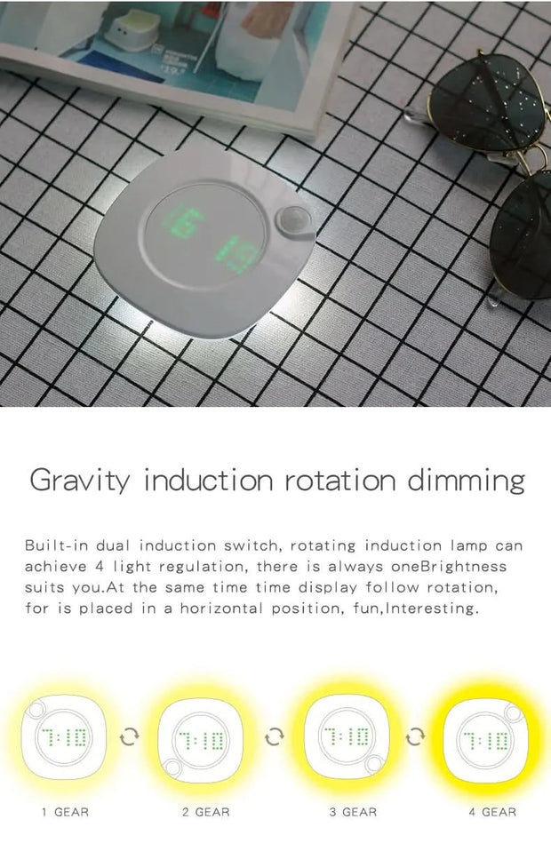 Motion Sensor Night Lights LED USB Rechargeable Lamp with Digital Clock for Bedroom Kitchen Stair Hallway Wardrobe