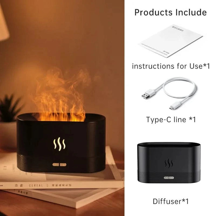 Air Humidifier Essential Oils Aroma Diffuser Creative Flame Humidifier Home Ultrasonic Cool Mist Realistic Fireplace Night Light
