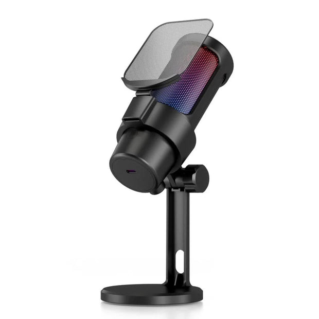 M8 USB Gaming Microphone Computer Mic Kit RGB Lighting with Tripod Cardioid Mode Pick-up One Key to Mute and Gain Knob for Live