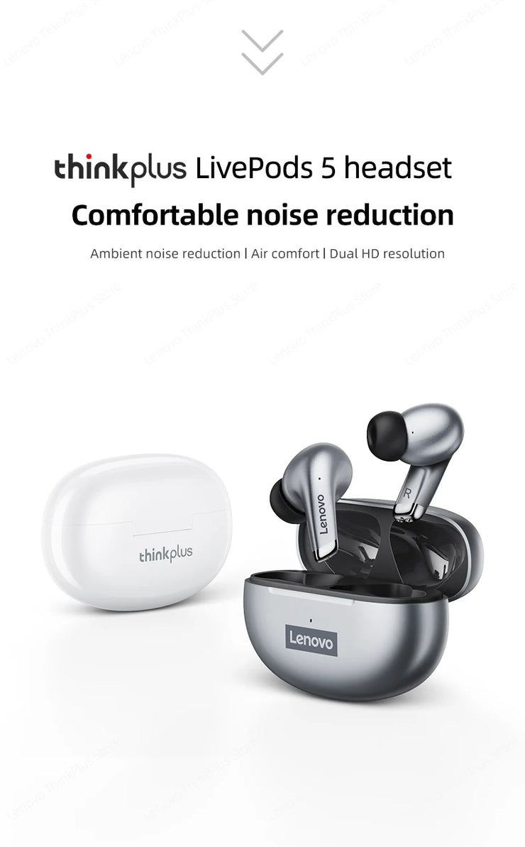 Original Lenovo LP5 Wireless Bluetooth Earbuds HiFi Music Earphones Headphones Sports Waterproof Headset With Mic Earbuds New