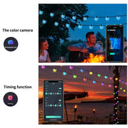 Smart APP Outdoor RGB String Lights 33Ft Patio Lights Dimmable RGB LED Bulbs Color Changing Hanging Lights For Christmas Party