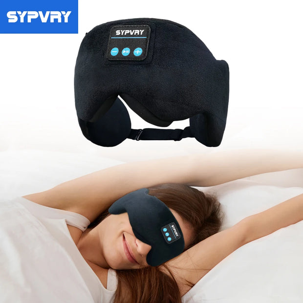 Bluetooth Eye Mask with Headphones for Sleeping Soft Cotton Blindfold Wireless Sleep Mask with Speaker Microphone Adjustable