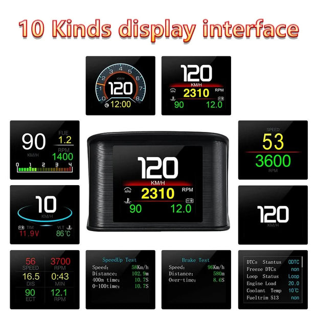 P10 Pro for HUD OBD2 Head Up Display HUD On Board Computer Digital Speedometer With Russia Language Auto Electronic Accessories