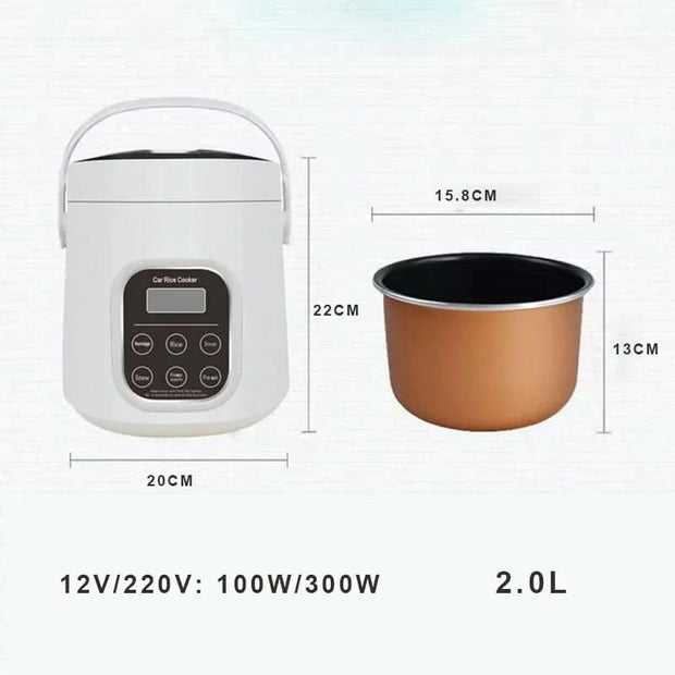 Portable Car Rice Cooker 2L Electric Truck Multi-Cooker Soup Porridge Cooking Food Steamer Electric Lunch Box 12V or 24V