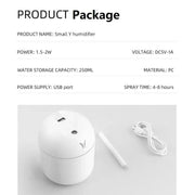 Mini humidifier USB home desktop small mute humidifier aromatherapy air humidifier with LED night light 250ML