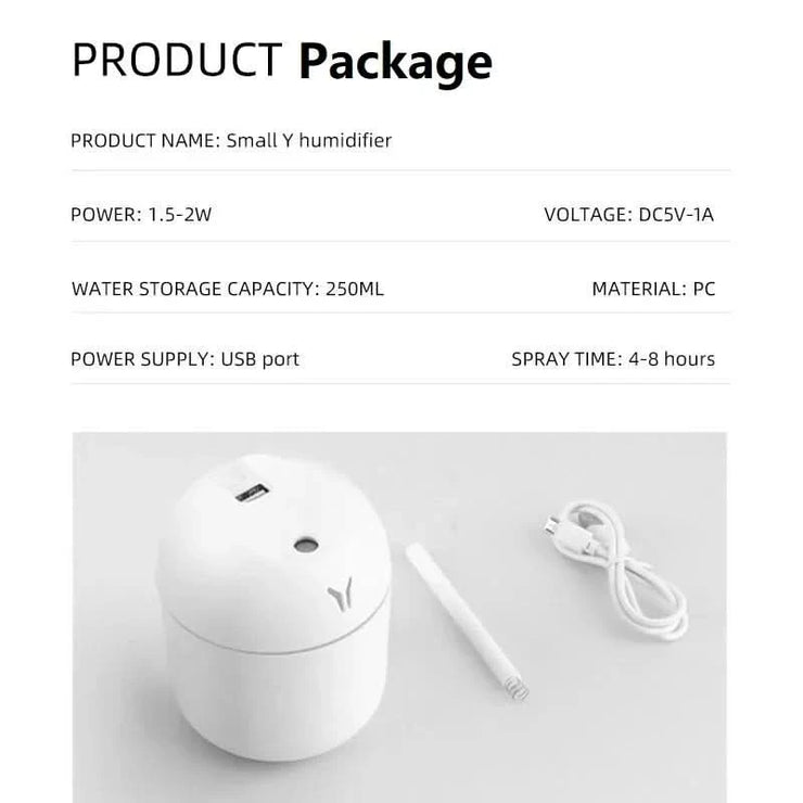 Mini humidifier USB home desktop small mute humidifier aromatherapy air humidifier with LED night light 250ML