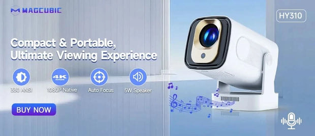 جهاز عرض Magcubic 580ANSI يعمل بنظام Android 11 بدقة 4K و1080P وواي فاي 6 وتحكم صوتي Allwinner H713 وElectronic Focus وBT5.0 وHome Cinema HY350 Pro