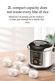 Portable Car Rice Cooker 2L Electric Truck Multi-Cooker Soup Porridge Cooking Food Steamer Electric Lunch Box 12V or 24V