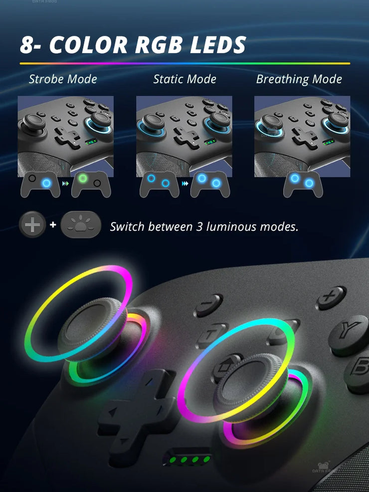 DATA FROG Wireless Controller For Nintendo Switch OLED/Lite Console Pro Gamepad with 1000Mah Battery Programmable Turbo Function