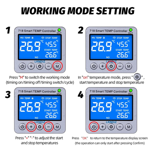 Temperature Smart WIFI  Controller Constant Thermostat Control Timing Control Switch Cycle Control Multiple Sensor Head Option