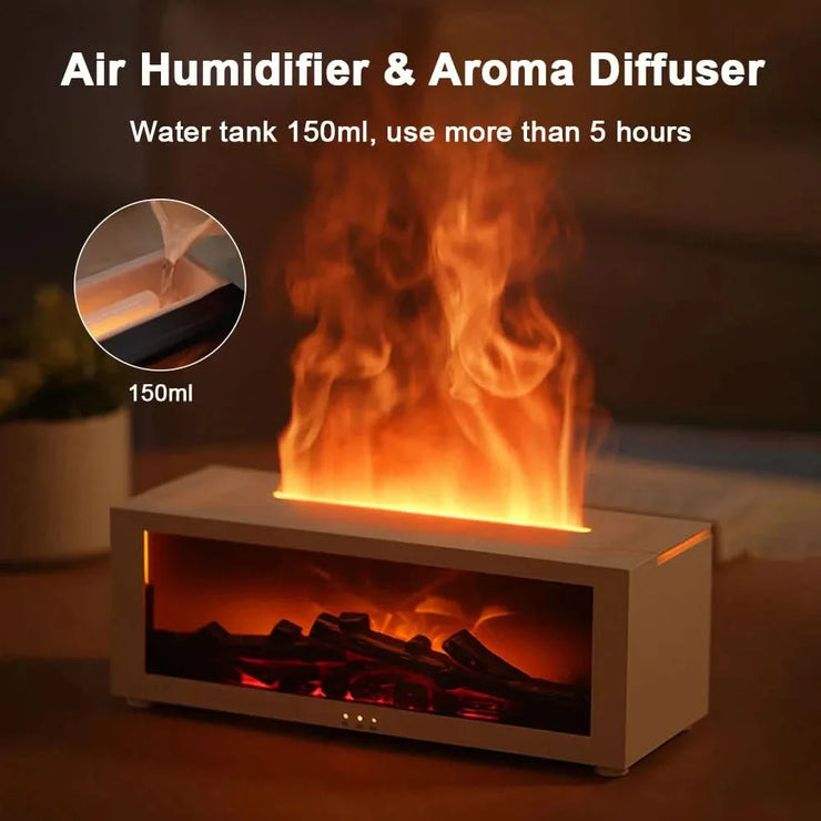 Air Humidifier Essential Oils Aroma Diffuser Creative Flame Humidifier Home Ultrasonic Cool Mist Realistic Fireplace Night Light