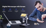 مجهر رقمي 4.3 بوصة 1080 بكسل 50-1000x مجهر لحام على شكل عملة معدنية 2000 مللي أمبير في الساعة لإصلاح الإلكترونيات PCB الكمبيوتر المحمول