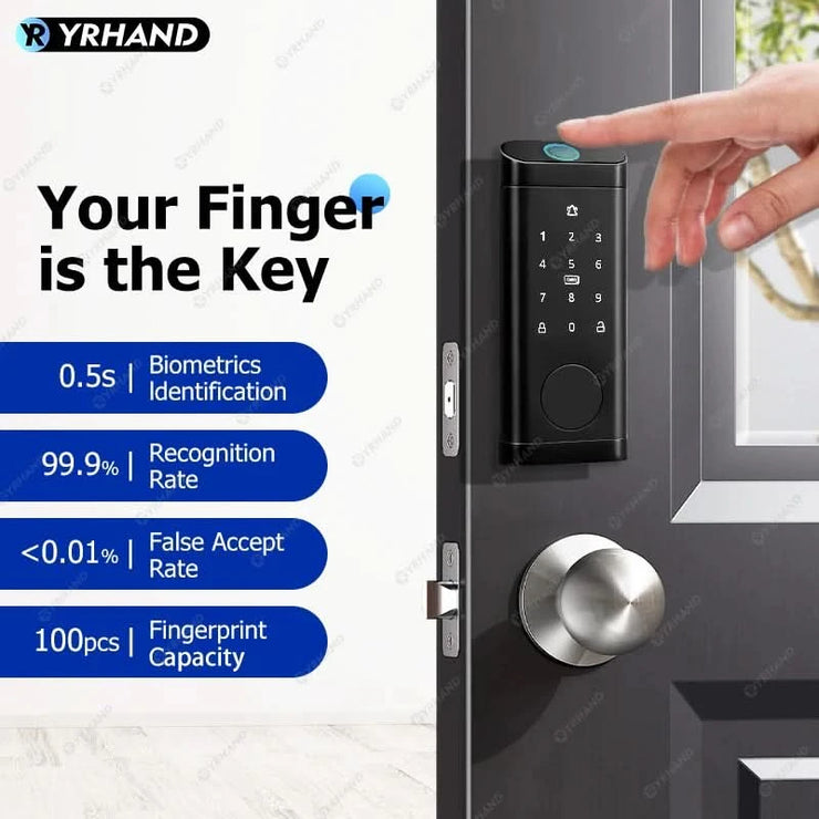Smart Deadbolt Locks for Smart Home Alexa WiFi TTlock App Biometric Fingerprint keyless Entry Keypad door lock with Gateway