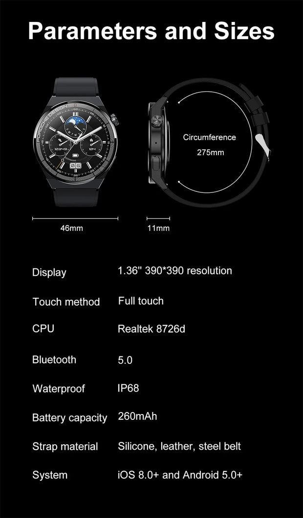 2023 New Smart Watch Men Women AMOLED 420*420 HD Screen Heart Rate Bluetooth Calls Waterproof SmartWatch For Android IOS