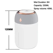Clearance_Mini USB Portable Air Humidifier, Aroma Diffuser, LED Cool Light, Mist for Room, Home, Car, Plant Purifier, 330ml ﻿_Co