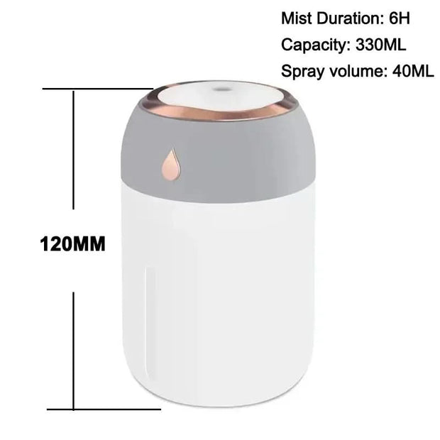 Clearance_Mini USB Portable Air Humidifier, Aroma Diffuser, LED Cool Light, Mist for Room, Home, Car, Plant Purifier, 330ml ﻿_Co