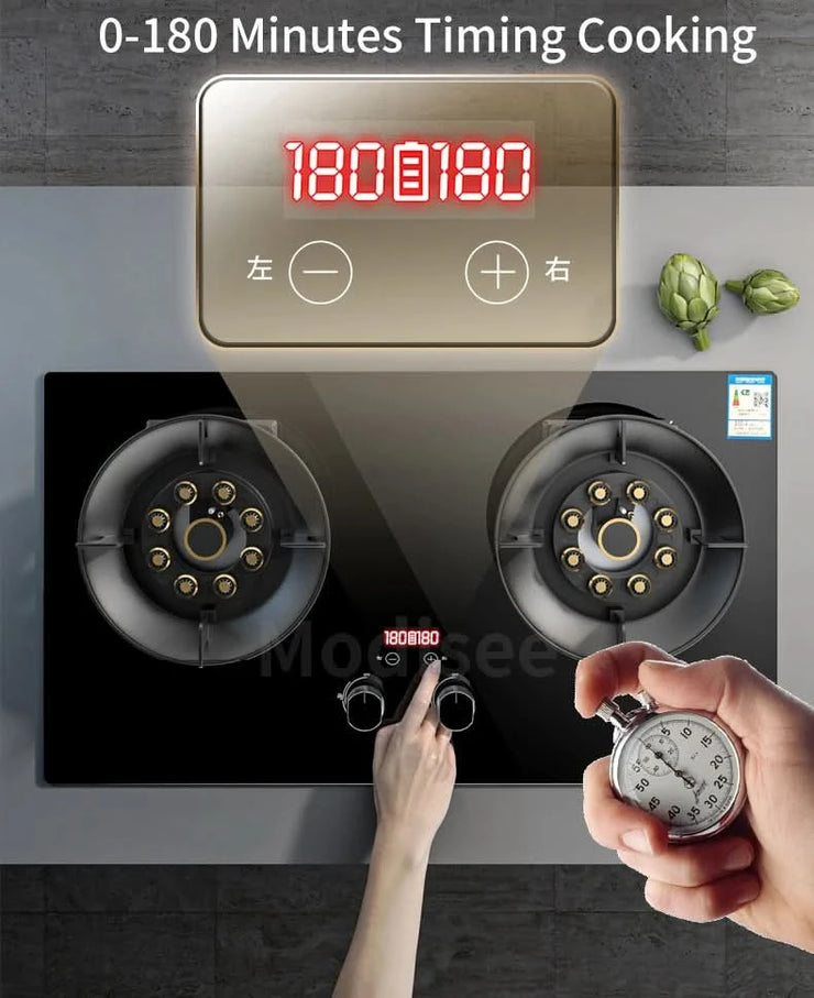 Cooktop Gas Stove 2 Burners Dual Stove 4.8KW Household Embedded LNG/LPG Stove Desktop Dual-Use Hob Gas Panel Gas Kitchen Cooker