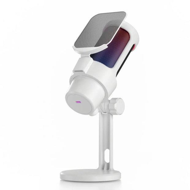 M8 USB Gaming Microphone Computer Mic Kit RGB Lighting with Tripod Cardioid Mode Pick-up One Key to Mute and Gain Knob for Live