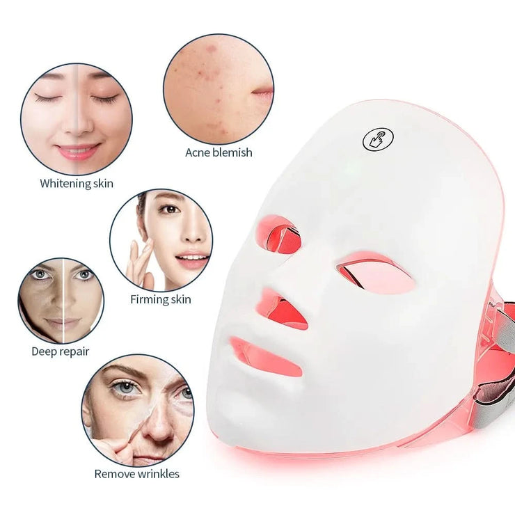 Wireless LED Face Mask Red Light Photon Therapy Anti-Aging Anti Wrinkle Acne Removal 7 Color Facial Mask Skin Care Beauty Device