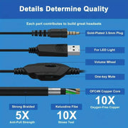 Gaming Headset Wired Headphones With Microphone Stereo Earphones Deep Bass For PC Computer Gamer Laptop Music wired Earphones