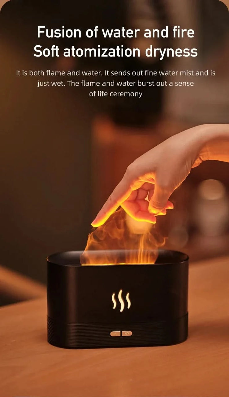 Air Humidifier Essential Oils Aroma Diffuser Creative Flame Humidifier Home Ultrasonic Cool Mist Realistic Fireplace Night Light