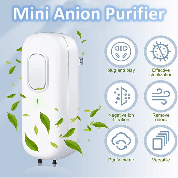 Mini Air Purifier For Home, Plug-in Negative Ion Generator Air Purifier No Filter Household Odor Eliminator Cleaner