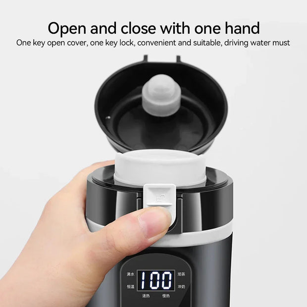 12V/24V Stainless Steel Car Heating Cup Smart Temperature Control Electric Kettle Car Heated Smart Mug 500ML Water Warmer Bottle