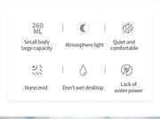 Air Humidifier Ultrasonic Mini Aromatherapy Diffuser Portable Sprayer USB Essential Oil Atomizer LED Lamp for Home Car