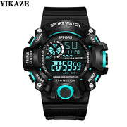 YIKAZE Men's LED Digital Watch Men Sport Watches Fitness Electronic Watch Multifunction Military Sports Watches Clock Kids Gifts