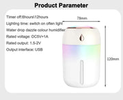 Clearance_Mini USB Portable Air Humidifier, Aroma Diffuser, LED Cool Light, Mist for Room, Home, Car, Plant Purifier, 330ml ﻿_Co