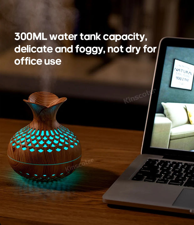 Wood Grain Humidifier 300ml USB Aroma Diffuser Atomizer USB Household Humidifier Hydrating Instrument Desktop Humidifier