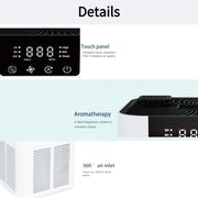 Air Purifier Smoke Odor Negative Ion Generator with Aromatherapy Air Cleaner for Household HEPA Filter Efficient Purifying Air