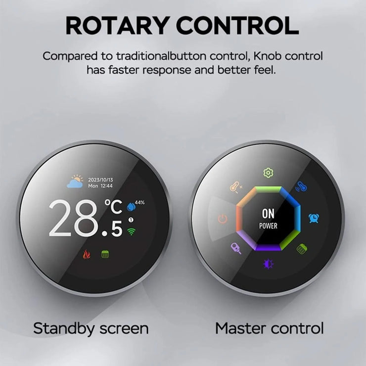 Smart Knob Thermostat Accurate 1.32in Screen 95~240VAC Intuitive Water Heating Digital Thermostat Temp Controller for Home