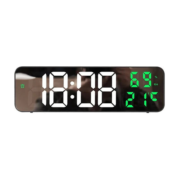9 Inch Large Digital Wall Clock Temperature Humidity Night Mode Snooze 12/24H USB Plug-in Version Electronic LED Alarm Clock